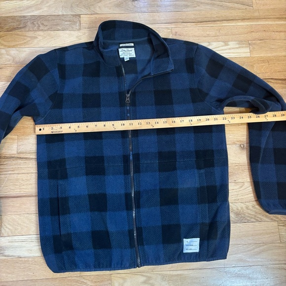 Lucky Brand Black and Blue Plaid Fleece Zip-Up Lightweight Jacket size Medium - Picture 11 of 13